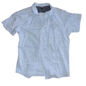 IZOD Saltwater Blue & White Striped Short Sleeve Button Down Size XXL
